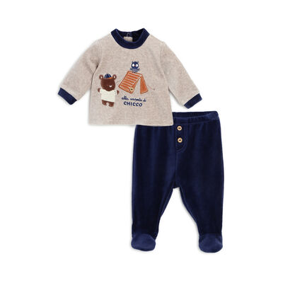Boys Dark Blue Applique Smock with Legging